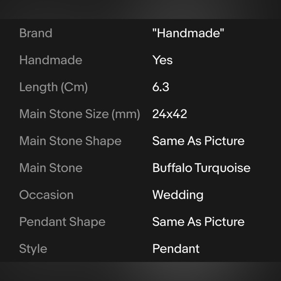 BUFFALO TURQUOISE PENDANT - Picture 2 of 3